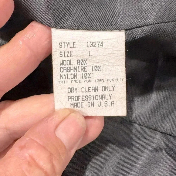 Donna Salyers’ Fabulous-Furs Cashmere/Wool Faux Fur Trim Full Length Coat Sz Lg - Picture 5 of 7